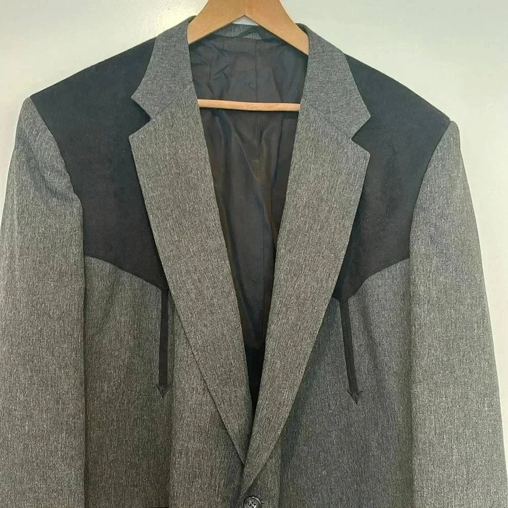 CIRCLE S Men’s Boise Western Cowboy Suit Coat Blazer Heather Charcoal Sz 54R
